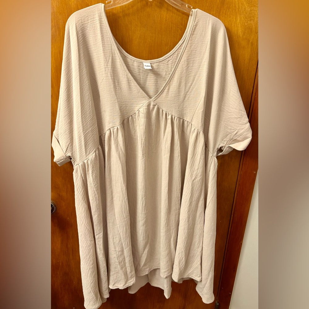 Tan and Cream Tiered Short Sleeve Tunic